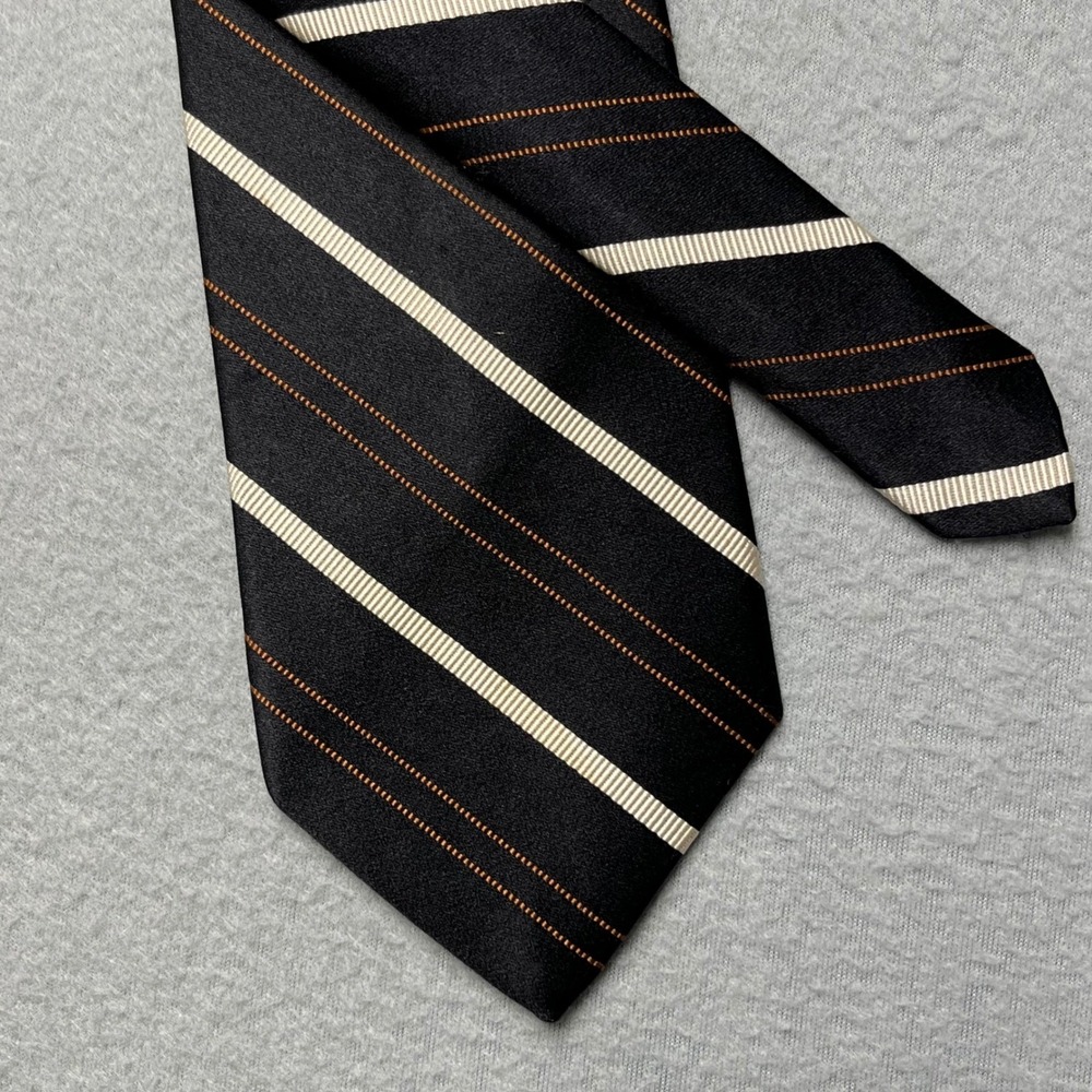 Robert Talbott Best of Class Silk Tie Black Cream Orange Stripe G.B. Harb &‎ Son